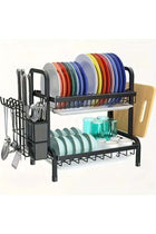 Three Tier Black Dish Drying Rack Large Capacity With Removable Utensil Basket