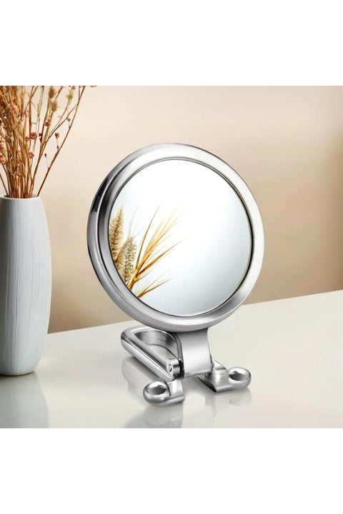 Double-Sided Hand Held Mirror, Foldable 1X/10X Makeup Mirror with Adjustable Handle/Stand - Portable Travel Mirror for Women and Girls