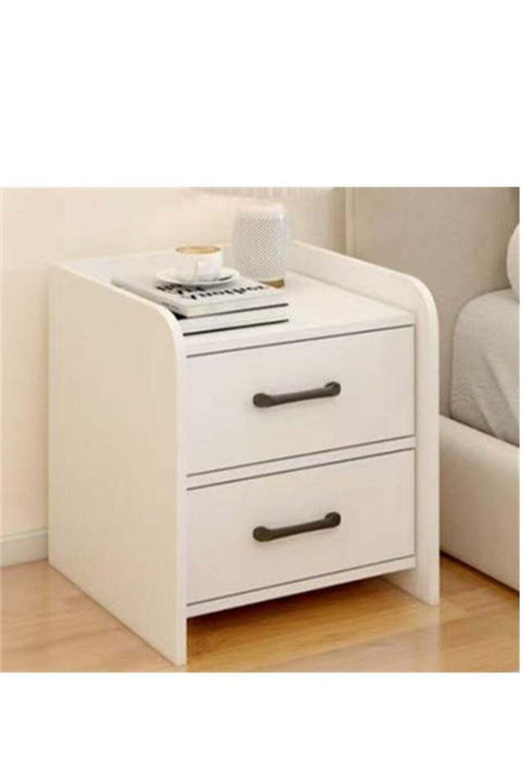 Wooden Nightstand, Home Bedside Table Storage Cabinet With 2 Drawers, Multifuntional Night Stand Side Table Modern Design Furniture for Bedroom Living Room Office (White CT055)