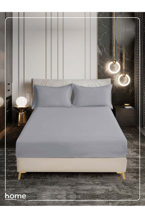 Bedding Fitted Sheet - Fits 200x200 Cm For Super King Bed - 3 Pcs (1 Fitted Sheet and 2 Pillowcases) - 35 Cm Deep Pocket - Solid Bed Sheet