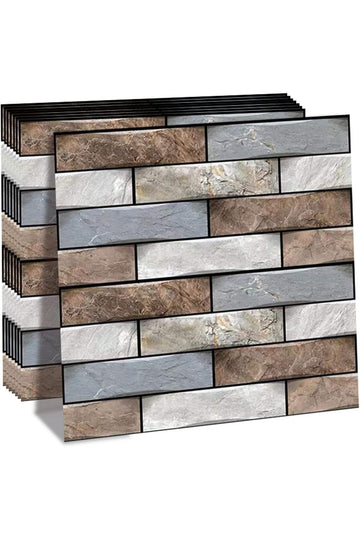 10 Pcs 3D Wall Panels Peel and Stick Foam for Indoor Wall Decor, PVC Foam Kitchen Backsplash, Faux Stone Wall Panel Self-Adhesive Wallpaper for Kitchen, Bathroom, Bedroom (30x30cm)