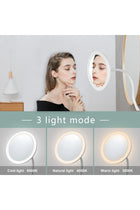 10x Magnifying Makeup & Shaving Mirror, Clip On Gooseneck with LED Light, 360° Swivel, Adjustable Brightness, USB Rechargeable for Bathroom (White)