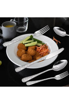 Floral Silverware Set, 5-Piece Silvery Stainless Steel Flatware with Rose Flower Design