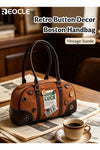 Women's Vintage Bowling Bag with Classic Silhouette and Versatile Design Commuter Tote with Structured Shape for Office Daily Use