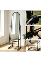 160cm Full Length Mirror,Standing/Wall-Mounted Full Body Mirror,3mm HD Nano Glass,Aluminum Alloy Thin Frame,Floor Mirror with Stand for Bedroom Living Room (JZ-A3113-Black)