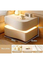 Set of 2 Modern High Gloss One Touch Switch Night Light LED Nightstand with 2 Storage Drawers Solid Wood Bedside End Table Furniture 50x40.5x50 cm (Fully Assembled)