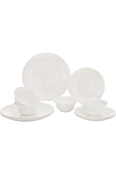 Opal Wear Dinner Set, 12Pc, Beautiful Elegant Design, Dishwasher Safe/Freezer Safe, White