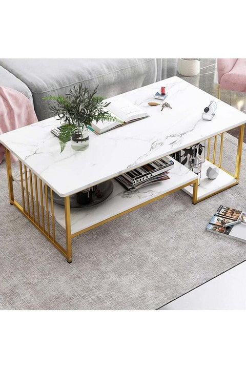 2-Tier Modern Upgraded Design Coffee Table with Drawer Storage Table for Living Room Furniture End Table 100 x 45 x 45 Centimeter