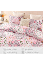 7.5 Tog Double Duvet Set, Soft Reversible Coverless Comforter Set with 2 Pillowcases, Pink