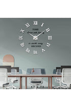 Vangold Large 3D DIY Wall Clock Roman Numerals Clock Frameless Mirror Surface Wall Sticker Home Decor for Living Room Bedroom (Silver)