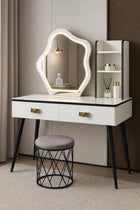 Harmony Homes Vanity Desk with LED Lighted Mirror – Makeup Table with Touch Sensor & Multiple Light Modes – 2 Drawers & 3 Storage Cabinets