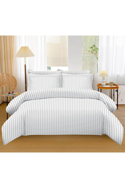 PolyCotton Printed Stripe Bedsheet Set - 6 Piece Bedding Set King Size (200x200+35 cm)