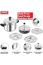 Stainless Steel Idli pot/Idli cooking pot /6 pcs deep plates,36 CM (24 idlis), SAS Bottom, Sturdy Handle, Induction and Gas Stove Friendly