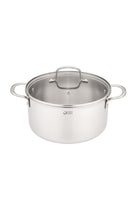 10 Piece Triply Stainless Steel Cookware Set, set includes 1x16cm Saucepan with lid, 1x18cm Saucepan with lid, 1x24cm Casserole with lid, 1x26cm Sautee P an with lid, 1x20cm open Frypan, 1x2