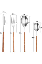 16PCS Stainless Steel Flatware, (Service for 4) Cutlery Set with Simulated Wooden Handles