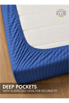 1-Piece Microfiber Fitted Sheet Striped, Royal Blue, Soft Fabric Deep Pocket