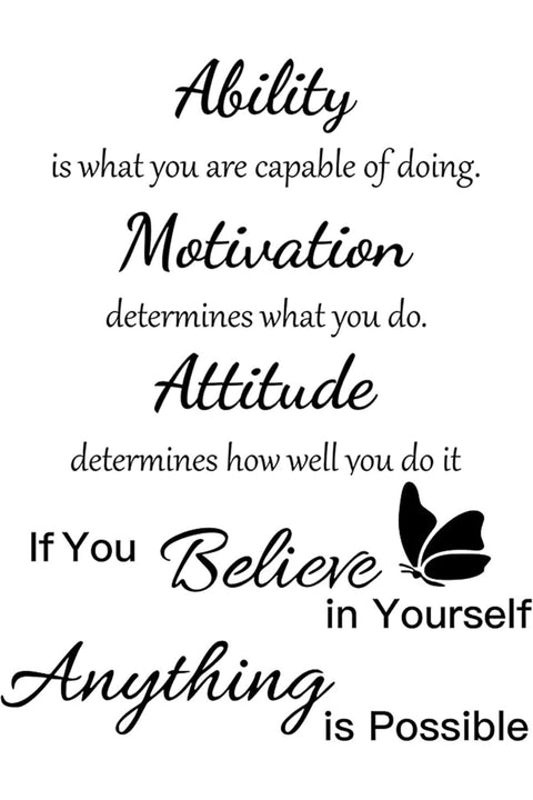 Stickers 2 Sheets Wall Quotes Stickers Ability Motivation Attitude Inspirational Home Decals Decor for Office School Classroom Teen Dorm Room