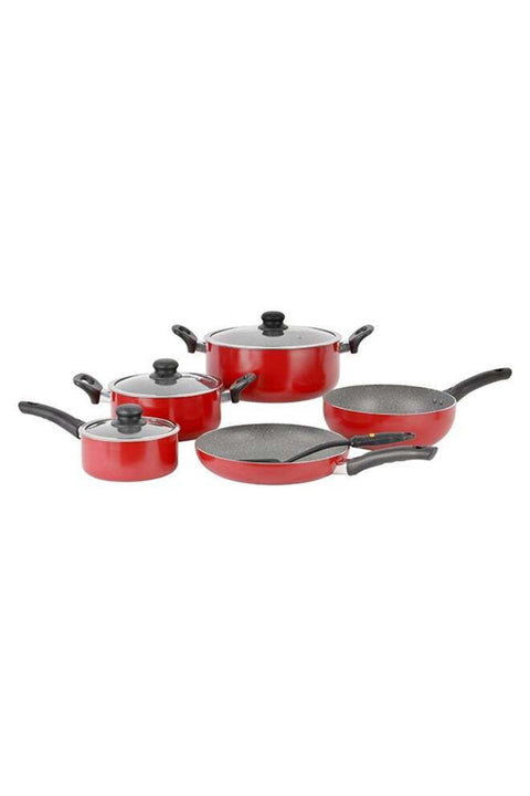 9-Piece Aluminium Non-Stick Coating Durable Design Non-Slip Ergonomic Handle Kitchen Cookware Set