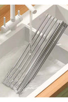 Dish Drying Rack,Roll Up Sink Dish Drainer Rack,Over The Sink Washing Dish Drying Rack,Multipurpose Foldable Sink Rack,Stainless Steel Wire Dish Drying Rack For Kitchen Sink Counter,47*37CM