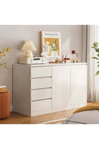 Chest of Drawers, 4-Dawer and 2-Door Wooden Storage Cabinet for Household Items and Beddins, Multifunctional Drawer Storage Cabinet for Living Room and Bedroom, DGC001