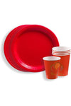 - 12 Pieces Party Supplies Tableware Set Includes 6-9" Paper Dinner Plates 6-9 Oz Cups for Plain Color Theme Disposable Dinnerware Birthday Parties (Red)