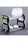 2 Layer Dish Drying Stand Dish Rack with Drain Tray Bowl Storage Rack Plate Organizer Utensil Holder Dish Driner for Kitchen Countertop