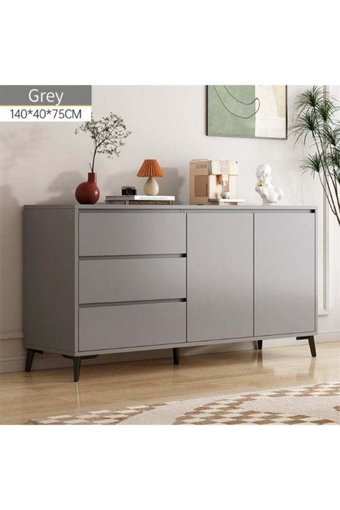 Storage Cabinet, Free Standing TV Cabinet with Drawer, Home Sideboard Cabinet, Entryway Console Cabinet Accent Table for Bedroom Hallway Dining Room, 140*40*75cm (DSG044, Grey)