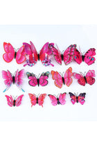 12pcs Rose Red 3D Butterfly Wall Stickers, PVC Waterproof, Realistic Style, Cut Outs, For Walls, Glass, Metal, Plastic, Indoor Use