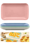 4 Colors Big Rectangular Dinner Plates Unbreakable Wheat Straw Plates, Reusable Durable Lightweight Salad Plate