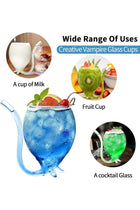 Vampire Wine Glass, 12oz Set Of 4 Creative Cocktail Glasses Decanter Cups Mugs with Built-in Straw