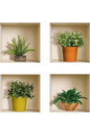 Art Magic 3D PVC Removable Wall Sticker Decals DIY, Set of 4, Green and Brown Plants, DY0725-WJH