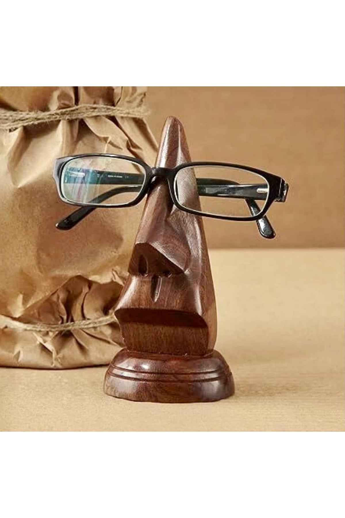 Round Base Handmade Wooden Spectacle Eyeglass Holder, Sunglasses Holder, Eyewear Retainer Organizer Display Stand for Desktop Decoration - 6 inch