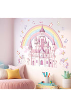 Rainbow Castle Wall Stickers for Girls: Peel and Stick Unicorn Fairy Tale Butterfly Cloud Unicornio Wall Decals - Wall Decor Art Kids Supplies Ages 1-12 Year