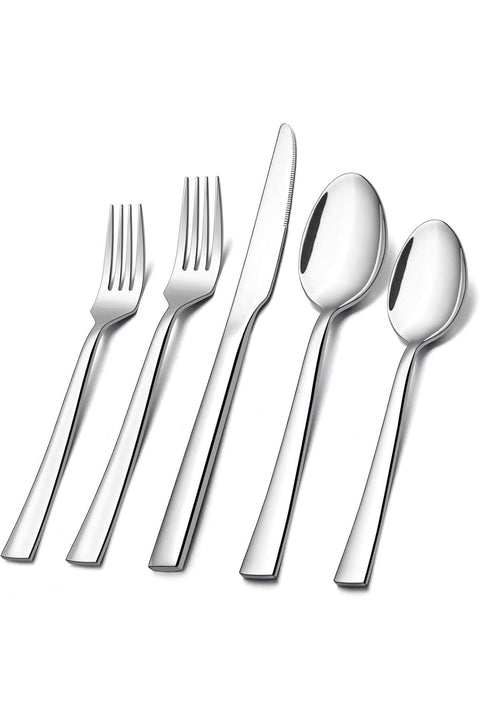 E-far 40-Piece Silverware Set, Stainless Steel Flatware Set Service for 8, Modern Tableware Cutlery Set