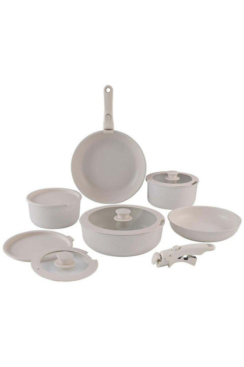 12 Piece Detachable Granite Cookware Set, Non-Stick, Ivory