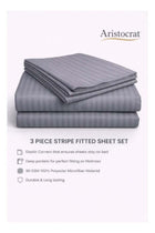 3-Piece Striped Microfiber Fitted Sheet Set Queen 150x200cm – Soft Elastic Deep Pocket 17cm Bedsheet