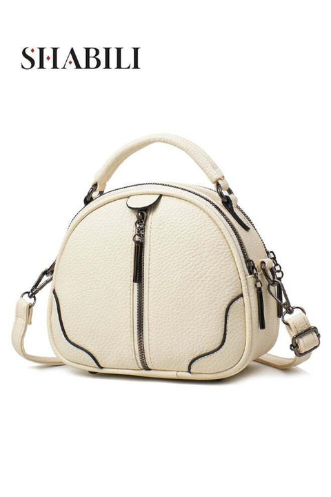Women PU Shoulder Crossbody Tote Satchel Bag, Ladies Large-Capacity Multi-Pocket Round Bucket Style Dual Zipper Compartments and Detachable Strap for Youth Daily Casual Travel Cross Bags (Beig