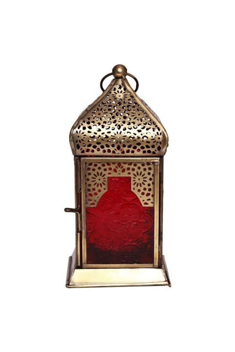 Handmade Decorative Candle Holder Vintage Lantern| Red | Living Room, Bedroom & Outdoor | Home Decoration, Hanging, Table Top | Ramadan, Eid, Diwali, Weddings, Parties | Iron 1PC