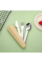 Portable Travel Cutlery Set with Case - 18/8 Stainless Steel Fork Spoon Knife for 1, Ideal for Picnic Camping Lunch School Workplace, Yellow