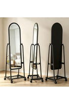 160cm Full Length Mirror,Standing/Wall-Mounted Full Body Mirror,3mm HD Nano Glass,Aluminum Alloy Thin Frame,Floor Mirror with Stand for Bedroom Living Room (JZ-A3113-Black)