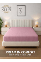 1-Piece Microfiber Fitted Sheet Striped, Color: Baby Pink, Size: Queen (150×200 cm), Design Soft Fabric Deep Pocket Elastic Edge Bed Linen