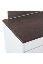 Sparkle 4 Drawers Young Dresser | Durable Kids Vanity Table | Dressing Makeup Desk | Modern Design Bedroom Furniture L80xW39xH87cm - HG White & Dark Brown