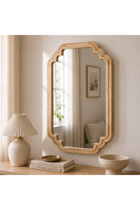 Celia Wall Mirror With Wooden Frame - Honey
