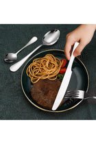 24 Piece Silverware Flatware Set With Stand, Stainless Steel Utensils (Silver, Set B)