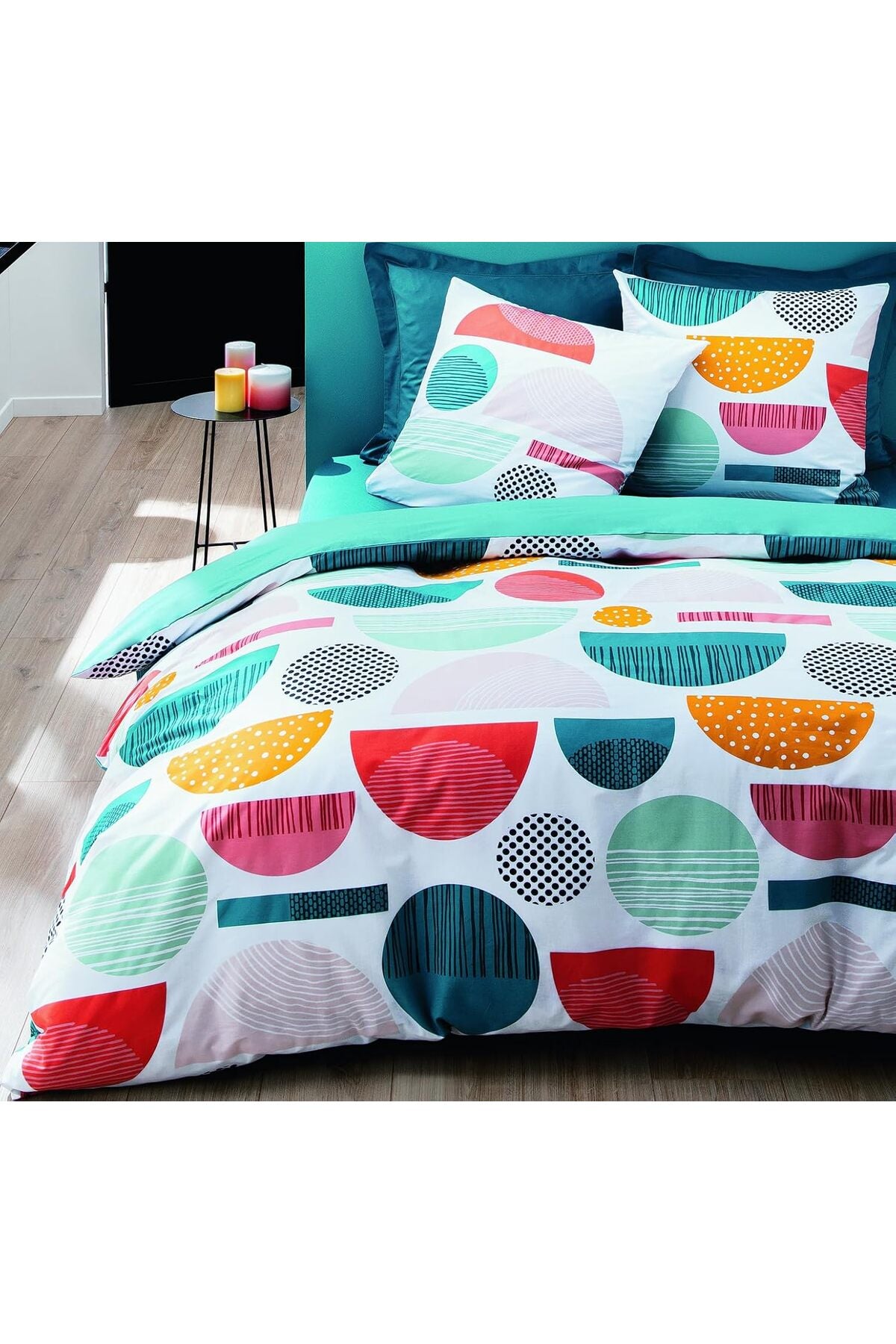 100% Cotton Printed Double Size Duvet Cover Set Graphic Multicolour 1 Duvet Cover 240x200 cm + 2 Pillow Covers 50x80 cm