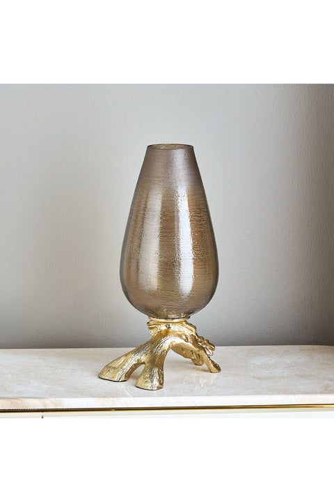 Tamara Metal and Glass Footed Vase - 48 cm