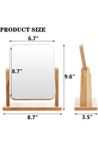 Desk Mirror, 22 x 23.5CM Wooden Mirror 360 Degree Portable Adjustable Table Desk Mirror, Bathroom Living Room Shave Makeup Mirror