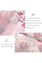 7.5 Tog Double Duvet Set, Soft Reversible Coverless Comforter Set with 2 Pillowcases, Pink