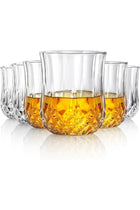 Diamond Glassware Set of 6, Premium Crystal Tumbler - 7oz Classic Tumblers for Beverages - Gift for Men, Dads, and Collectors