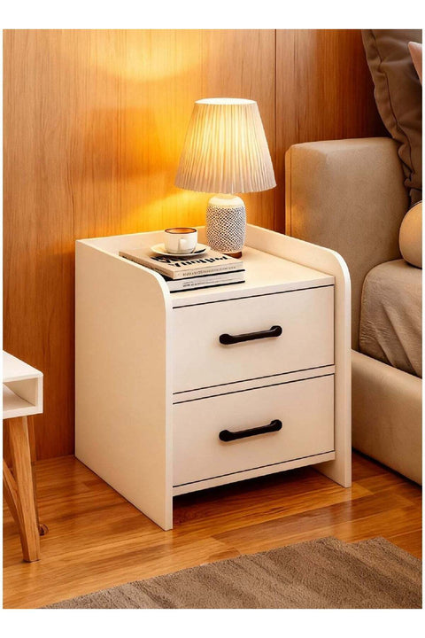 40*40*60cm Nightstand Bedside Table Side Table Wooden Sofa End Storage Cabinet with 2 Drawers for Living Room and Bedroom White
